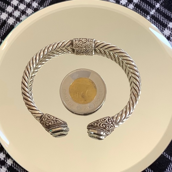 Stunning 925 Green Amethyst Hinged Bangle - Picture 5 of 8